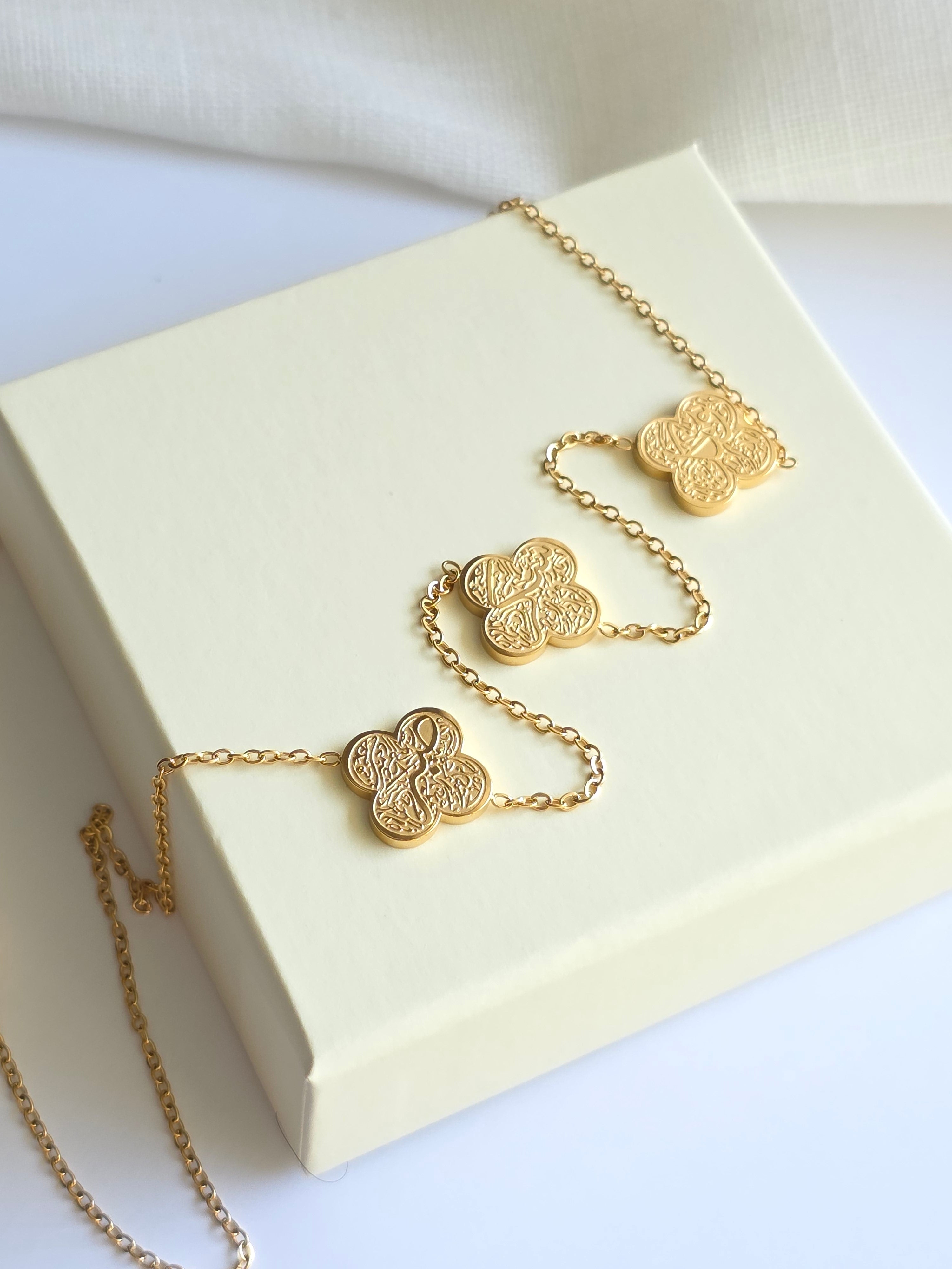 Patience, Gratitude, and Trust Floral Motif Necklace