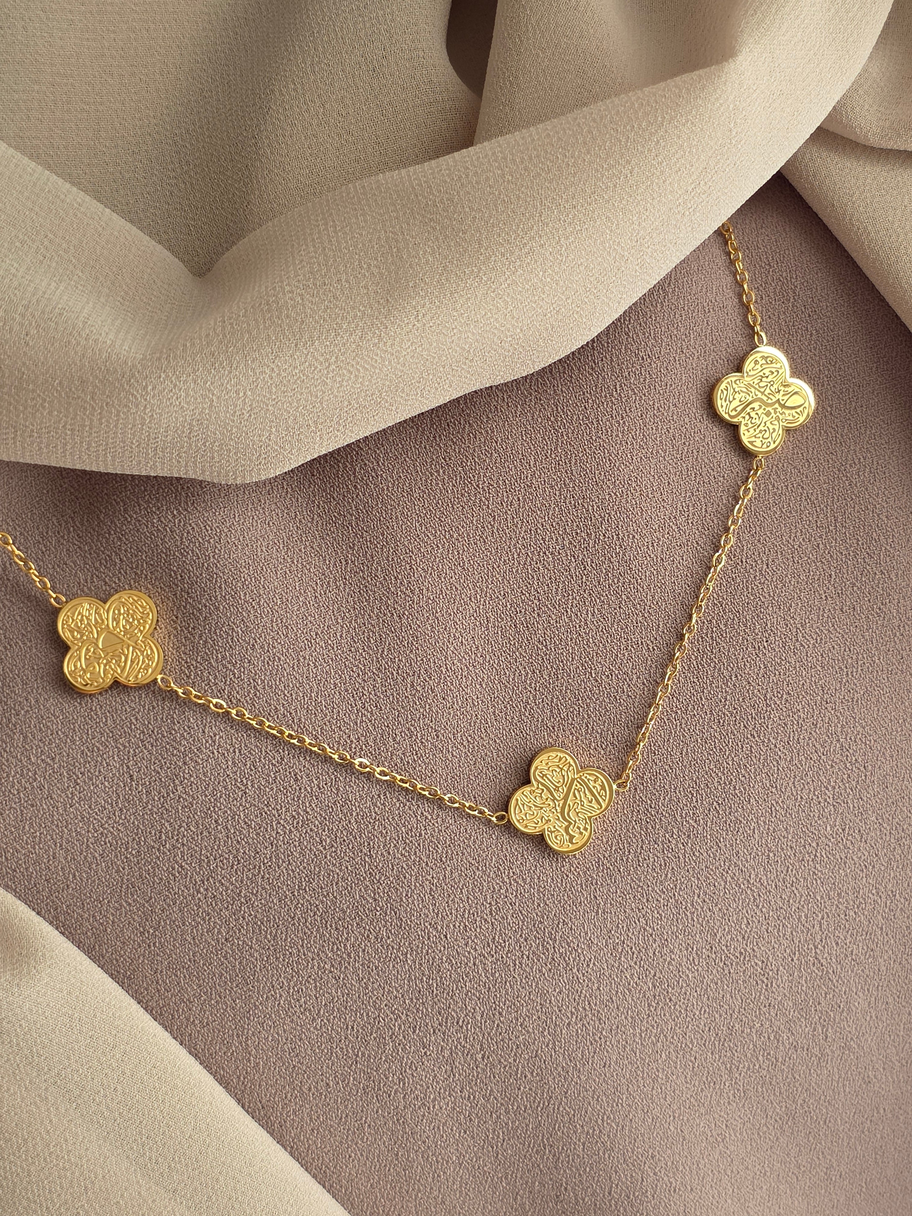 Patience, Gratitude, and Trust Floral Motif Necklace