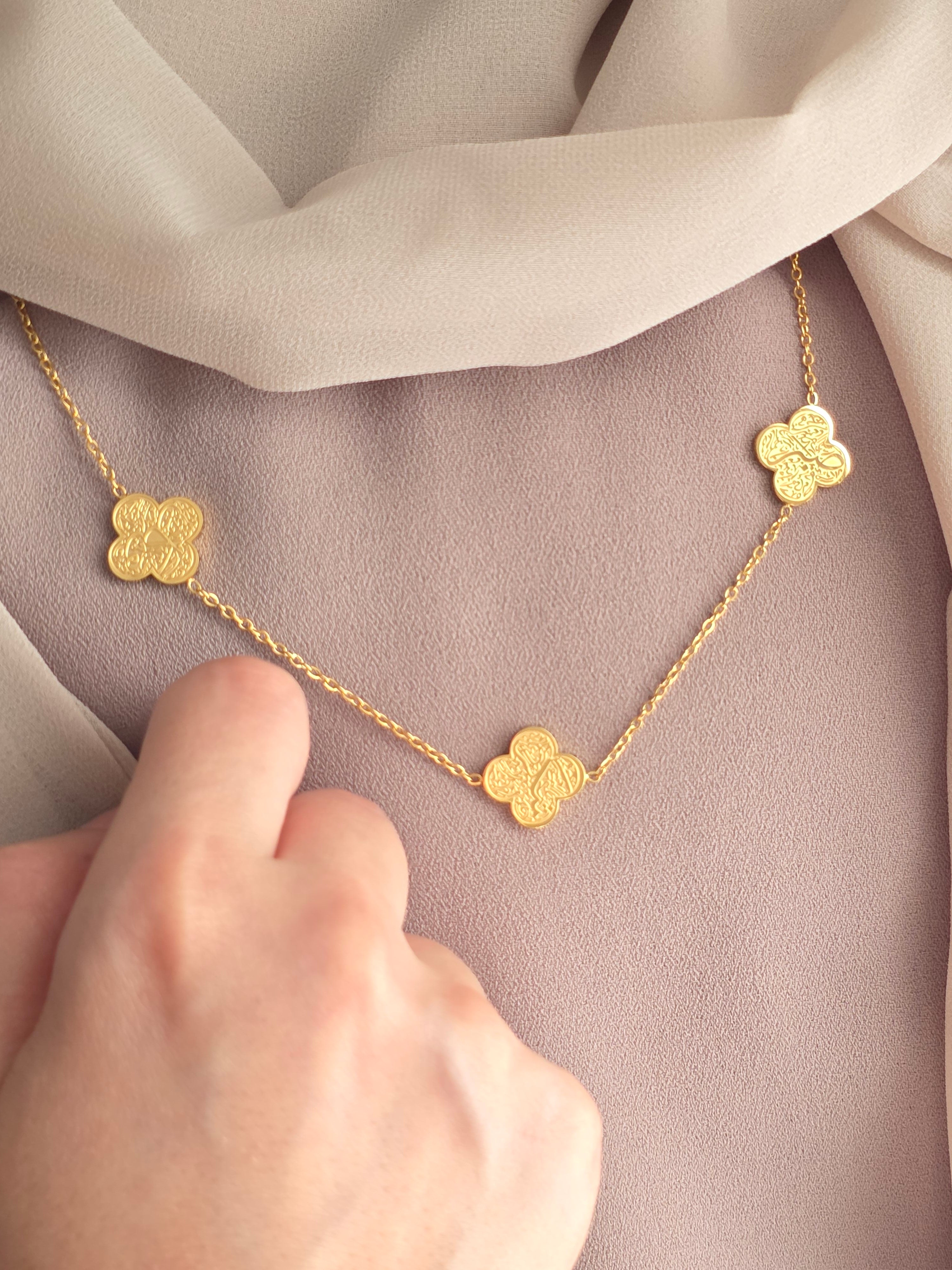 Patience, Gratitude, and Trust Floral Motif Necklace