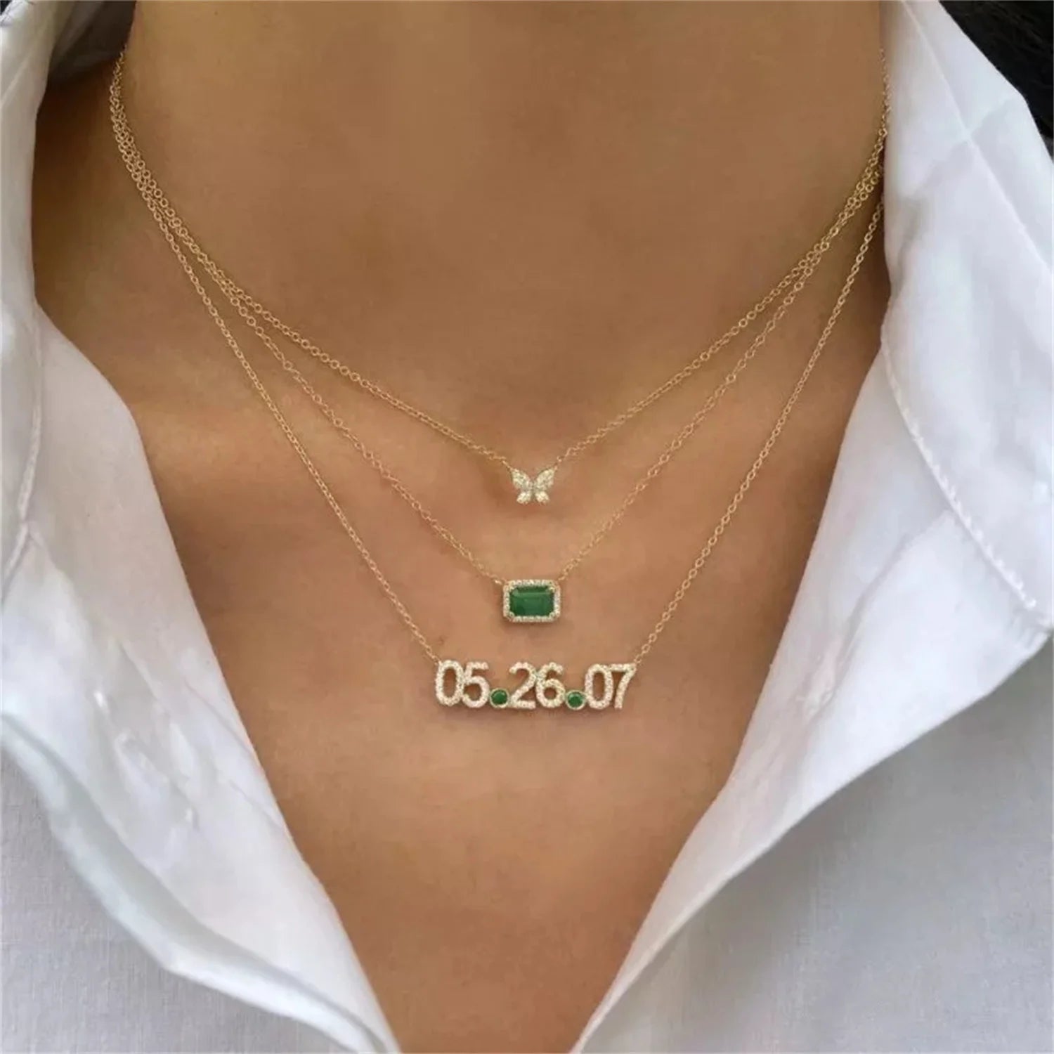 Date Necklace With Birthstone