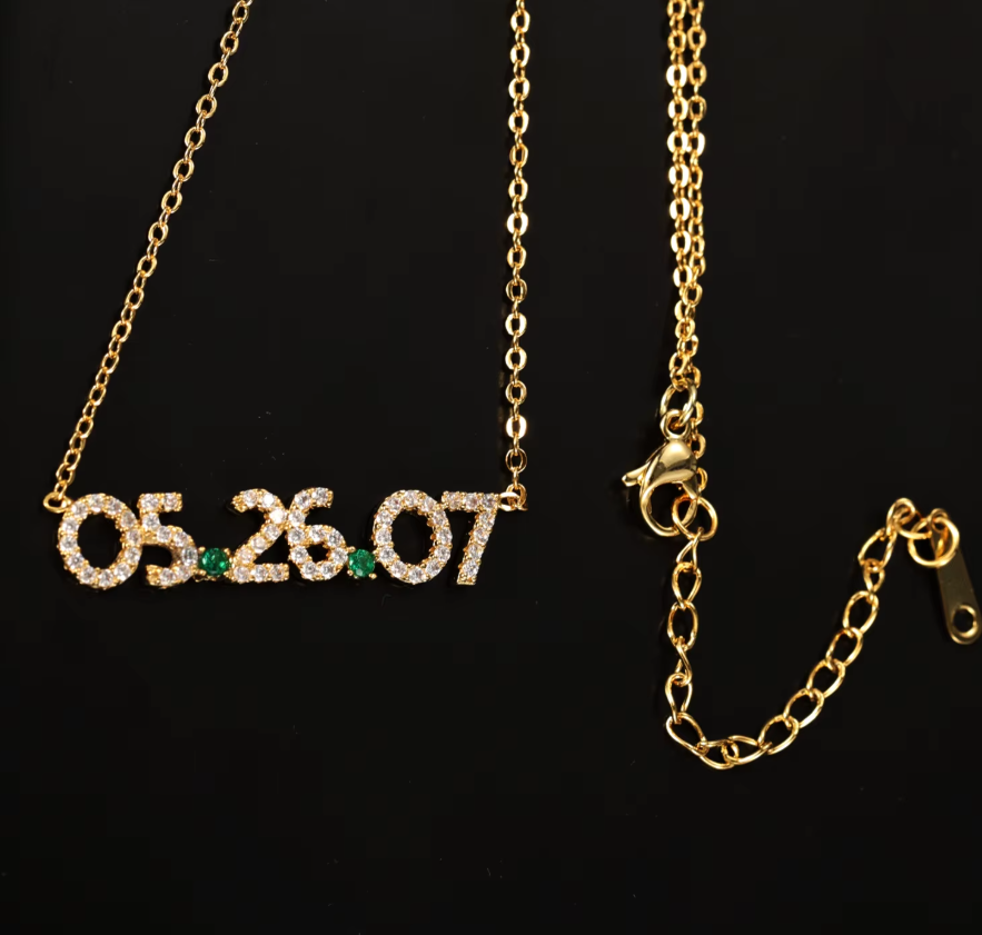 Date Necklace With Birthstone